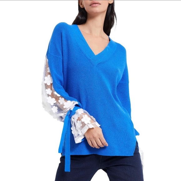 french connection caballo floral lace sleeve sweater
